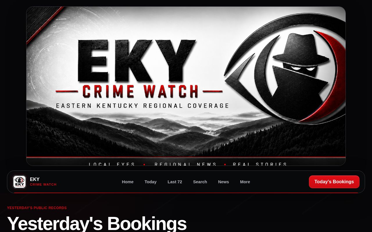 Kentucky Crime Watch Yesterday page shown as an unofficial regional source